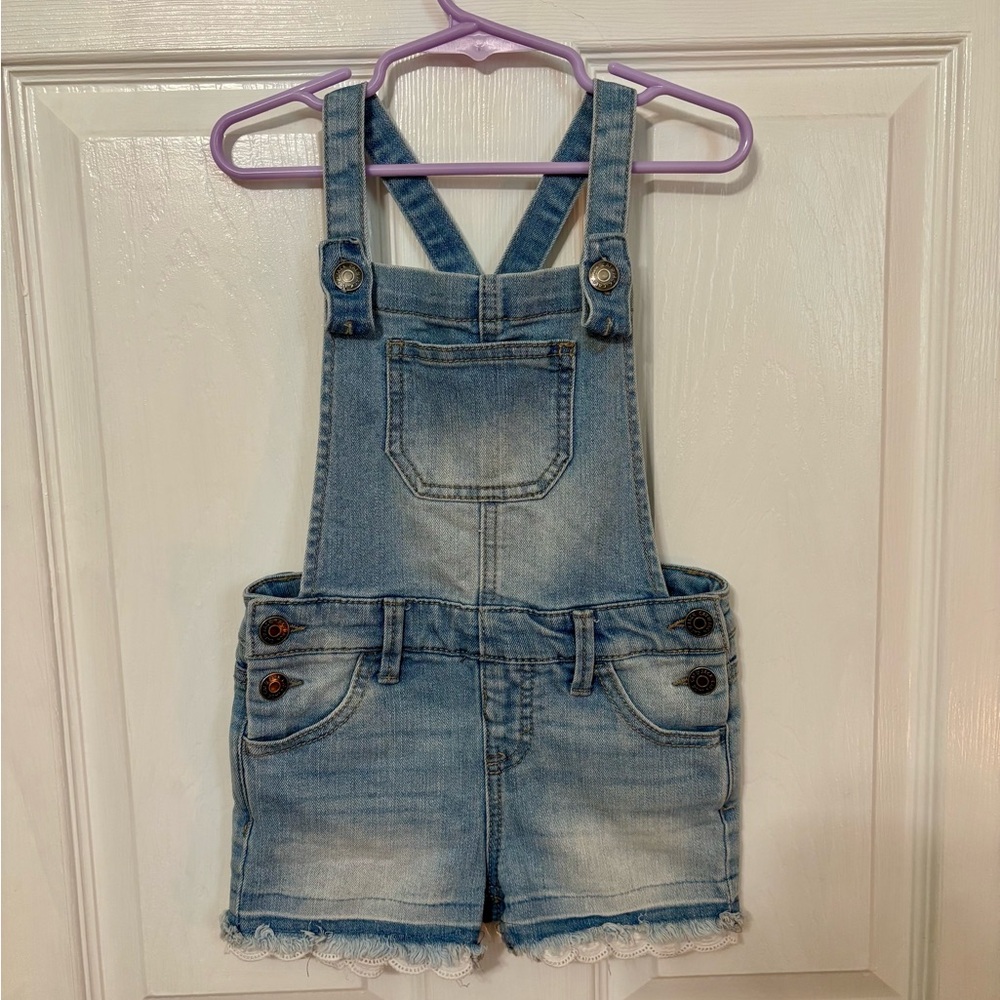 Blue Denim Overalls Shorts with Adjustable Straps